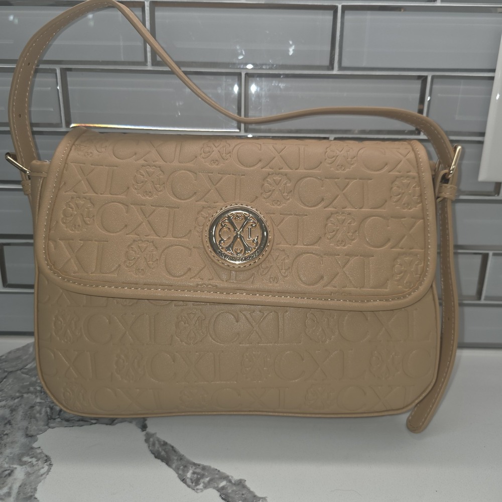 CXL Christian Lacroix Clara Shoulder Bag Toffee Tan Embossed NWT New